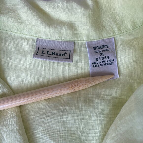 100% Linen Limoncello L.L. Bean Summer Blouse Size XL - Picture 3 of 7